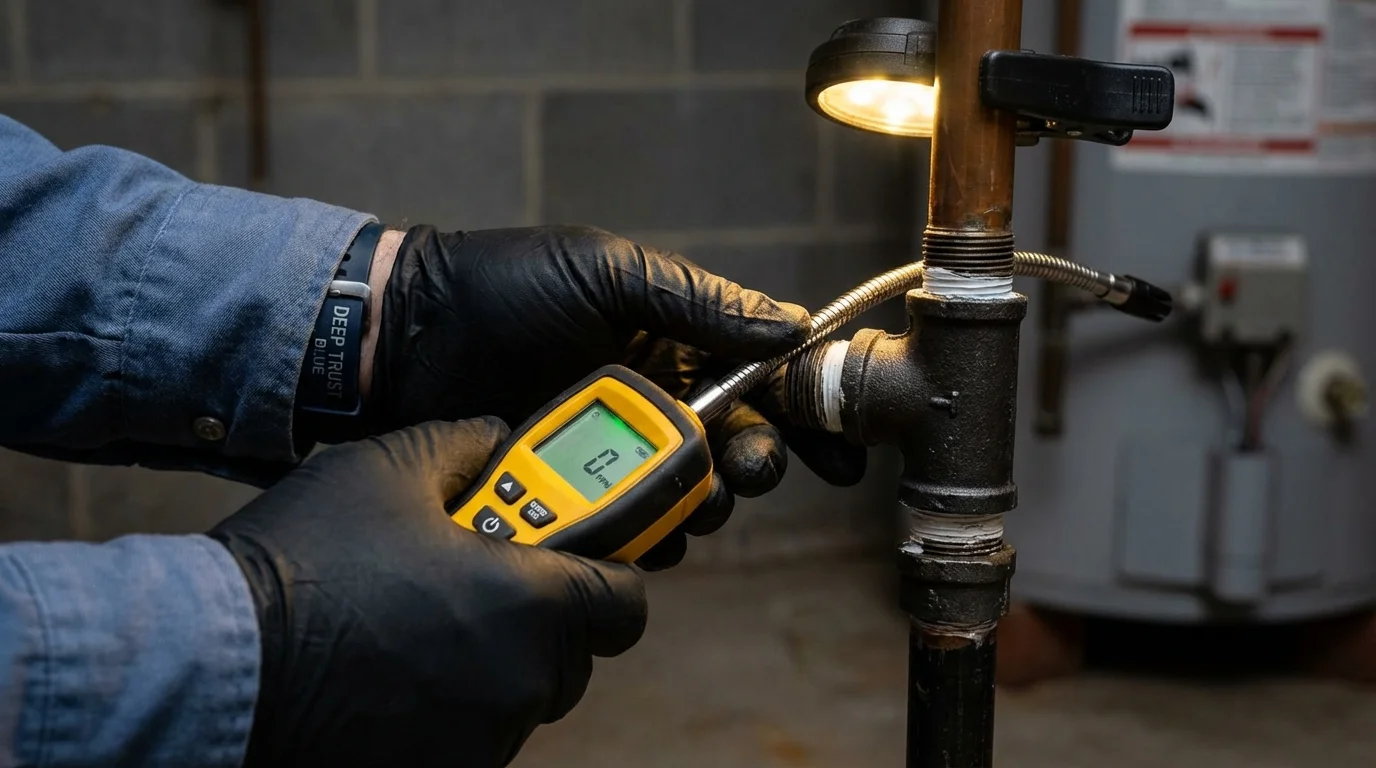 Gas leak detection with electronic sniffer by Johns Plumbing LLC in Bolivar