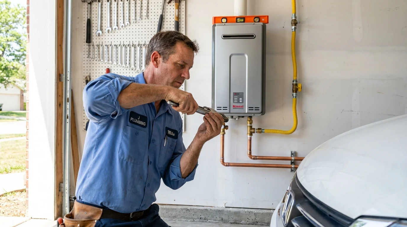 Tankless water heater installation by a Johns Plumbing LLC plumber in Bolivar